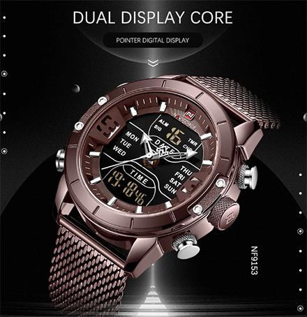 New Top Luxury Brand Stainless Steel Sports Men Watch Army Military Dual Display Waterproof