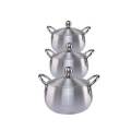 Silver Pots Silver Steel Set ( 3 Pieces Set ) Silver Cooking Pot Set  (16cm to 21cm) Silver Cookware Pot Cooking Pots Set New Design Best Quality (1-3). 