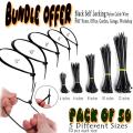 50 pcs - Bundle Offer - BLACK - Self Locking Nylon Cable Zip Ties, 4 6 8 10 12 Inches, Wire Tie Wraps for Home, Office, Garden, Garage, Workshop. 