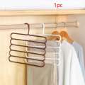 Pack of 4: 5 Layer Hanger - Anti-Slip Multi-Purpose and Multi-Functional Magic Multiple Layer Trousers Hanger - Multifunction Pants Closet Belt Holder Rack S-Type 5 Layers Saving Space Hangers. 