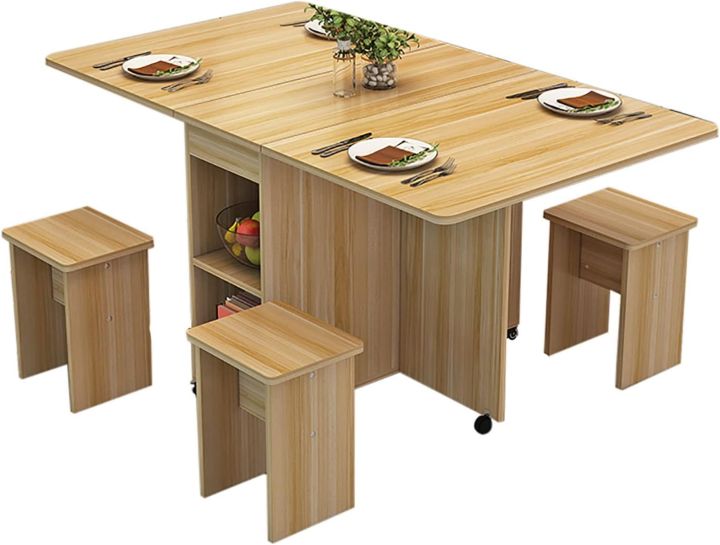 Folding Dining Table, Rectangular Simple Dining Table, Removable and Retractable, for Kitchen Multifunctional Table with 4 chair