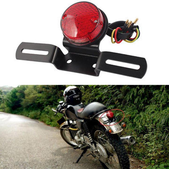 Round Red Motorcycle LED Brake Tail Light For Bobber Chopper Cafe Racer ...