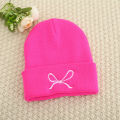 Y2K Bow Embroidered Beanie Cap Women Autumn Winter Warm Knitted Hat Korean Solid Color Female Girls Skullcap Bonnet. 