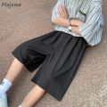 Men Solid Casual Shorts Loose Wide Leg Knee Length Summer Breathable Fashion Simple Trousers Korean Style Silk Satin Thin Bottom. 