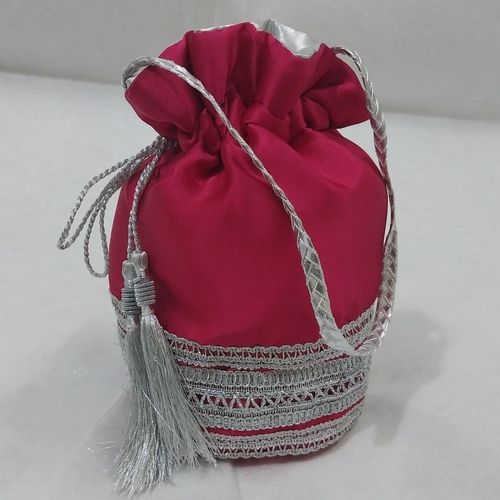 traditional potli gol bag clutch with silver lace