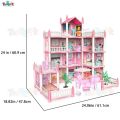 Princess Big Villa DIY Dollhouse for Girls  Pink Princess Castle Play House with Slide Yard and Furniture  DIY Building Set for Kids  Dream Palace Role Play Toy with Dolls  Best Gift for Girls Age 3-10 Years  Toy Doll House  ToyzRusPk  3D Assembled. 