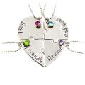 4Pcs/Set Best Friend Forever and Ever BFF Heart Shape Puzzle Pendant Necklace Set. 