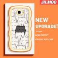 JIUMOO For Samsung J4 Plus 2018 J4 Prime Case Cute Cartoon Funny White Cats TPU Casing Soft Protective Cover Simple Solid Candy Color Shockproof Wave Edge Phone Cases. 