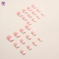 YM TRADERS Press on Nails 12pcs set | French nails Pink , Transparent. 