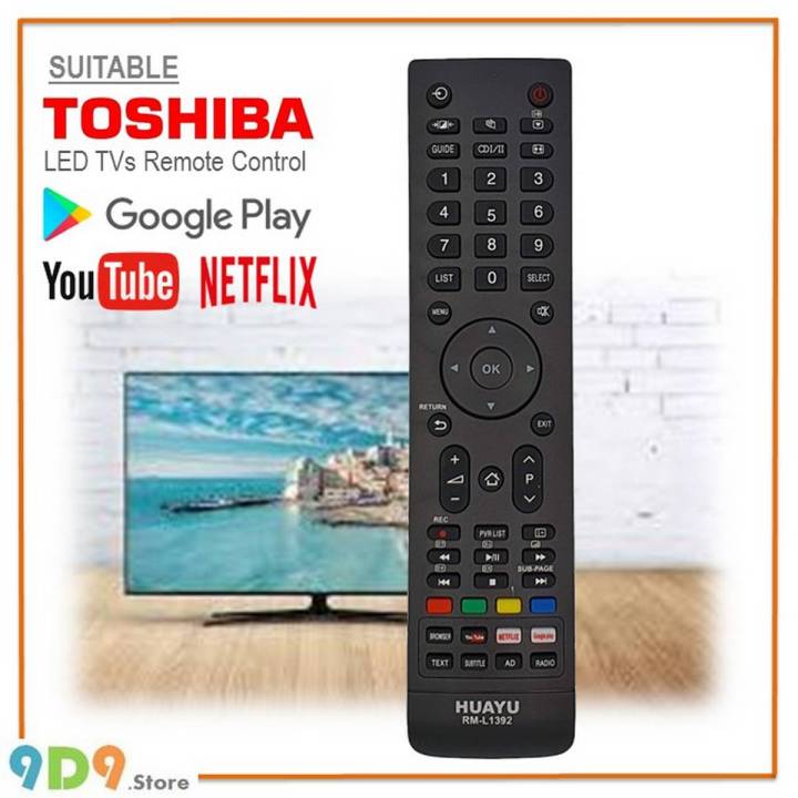 TOSHIBA LCD & LED TV Remote Control with YouTube & Netflex & Google play Button