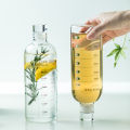 750ml Large Capacity Glass Water Bottle With Time Marker Cover For Water Drink Transparent Milk Juice Simple Cup Birthday Gift. 