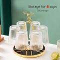 360 Rotating Cup Drying Rack Stand, Steel 6 Cups Mug Drainer Holder, Spin Non Slip Glass Tumbler Organizer Tree with Silicone Protective Hooks for Kitchen Countertop, Space Saving, Golden. 
