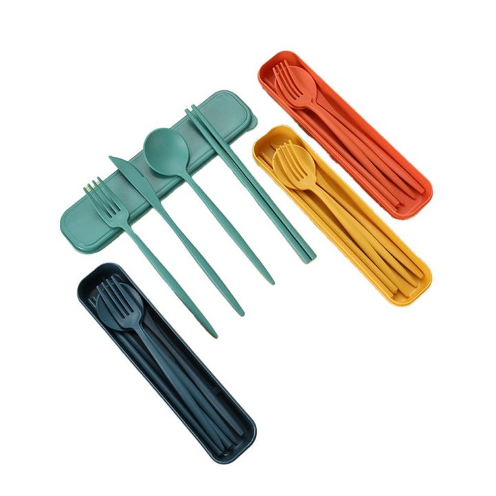 Spoon%20Fork%20Chopsticks%20Knife%20Box%20Wheatstraw%20Natural%20Plastic%20Cutlery%204%20Pcs%20Set%20-%20Image%202