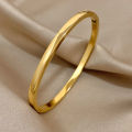 Simple Smooth Stainless Steel Bangles Bracelets for Women Trendy Gold Plated Metal Bracelet Jewelry Accessories Lady Gift. 