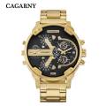 OIMG Cagarny Men Business Quartz Watch Stainless Steel Band Wrist Watch  Exquisite Big Dial Watches. 
