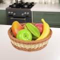 Rattan Bread Basket Wicker Woven Round Storage Basket Kitchen Bread Box Fruit Plate Trays Toys Storage Boxes Organizer Home Decor. 