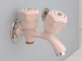 Original Brass Double Bibcock Double Tap Toilet Double Tap Pink, Badge Color. 