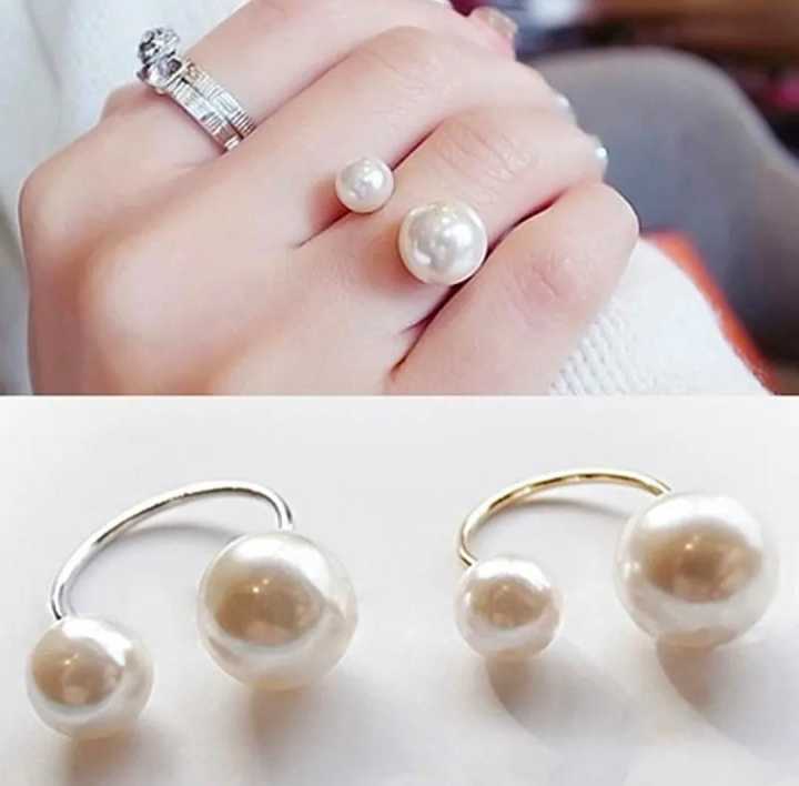 Pearl Rings Adjustable Silver Rings