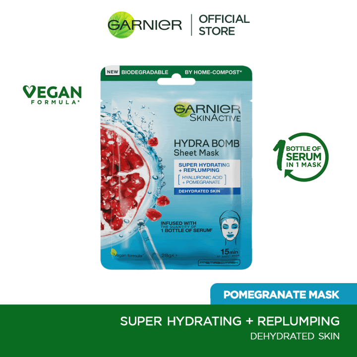 Garnier Skin Active Hydra Bomb Ultra Hydrating + Plumping Face Mask, 28g - Enriched with Sakura Extract