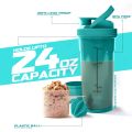 Shaker Bottle - 24 Ounce Protein Shaker Plastic Bottle for Pre & Post workout with Twist and Lock Protein Box Storage. 