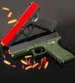Semi - Auto Glock soft Bullet Toy Gun for Boys - Automatic Toy Gun and Manual toy Blaster Gun with Foam Darts & Silencer | Outdoor Shooting Gift. 
