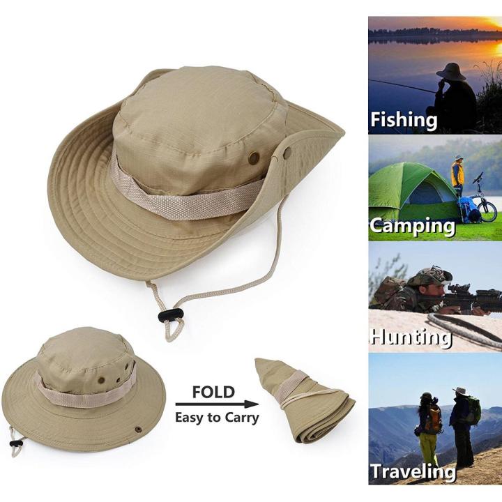 Outdoor Summer Boonie Hat for Hiking, Camping, , Sun Cap for Men or Women - Brown