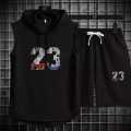 Hoodies Casual 23 Number Of  Printed Sports Sleeveless summer Track Suit For Men's & Boys Black T-shirt & Black Shorts. 