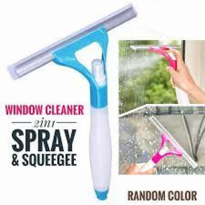 2 In 1 Window Cleaner Glass Wiper With Inbuilt Spray Bottle