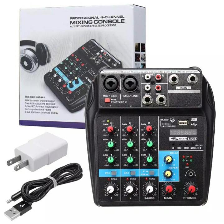 4 Channel Usb Bluetooth Studio Audio Mixer Stage Live Mixing Console Amplifier
