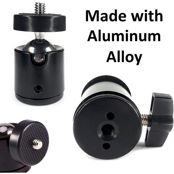 360 Mini Ball Head Metal Mount Adjustable for Tripod Monopod Stand Black