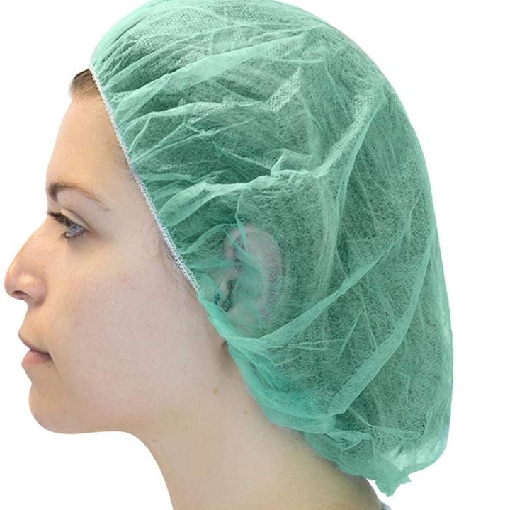 Pack of 100 pcs Green Disposable Elasticated Mob Caps For Chefs And Kitchen | Surgical Cap | Hair Net For Cooking | Hair Cap | Multipurpose Hair Caps for Kitchens and Surgery Suitable for chefs kitchen staff surgeons and healthcare professionals