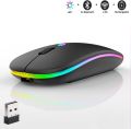 RGB Wireless Mouse With Stiched Mousepad - Slim & Silent 7 Colour LED Lights - Dual Mode 2.4G & Bluetooth Rechargable Portable Optical Office Mouse With USB Receiver - 3 Adjustable DPI Levels for Notebook, PC, Computer, MacBook. 