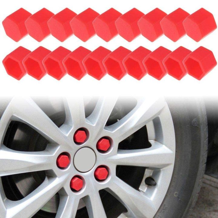 20 Pieces Car Silicon Wheel Hub Nut Covers Set 17MM For All Cars red