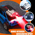 Remote Control Rock Monster Car with Lights & Flame Spray Function Stunt Car - 1:20 Scale - Four Channel - Operated Battery - Blue. 
