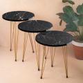 Mdf Wood Round Nesting Table With Metal Stand Set of 3 Round table Table Decoration coffee table round coffee table dining table Nesting table set Side Table Coffee Table nesting table Decor. 