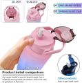 3 Pieces Combo Motivational Water Bottle Set For Day-to-Day Routine | With Time Marker, Funny Stickers, Straw & Handle (2L+900ml+280ml) (Pink With Multi Shades). 