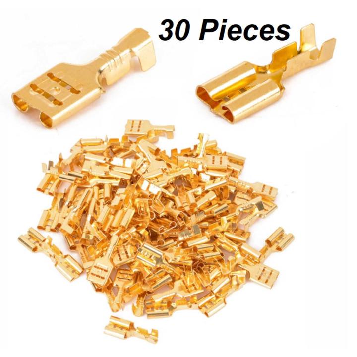 30 pcs Female Spade Terminal Connectors Gold Brass Car Speaker Wire Connector For Car/Boat Speaker Horn Nipples