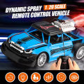 Remote Control Rock Monster Car with Lights & Flame Spray Function Stunt Car - 1:20 Scale - Four Channel - Operated Battery - Blue. 
