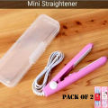 Pack of 2 High-Quality Mini Portable Hair Straighteners with Protective Plastic Cases. 