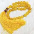 Yellow Color Aqeeq Stone Tasbeeh 33 Beads  (Size 12MM) - Fancy Men and women Choice Color Tasbih (Agates) muslim Agate zikr prayer Tasbeeh - handmade Rosary 12mm tasbi counter Stress Relaxation. 