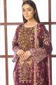 Warda Unstitched - Purple 3 Piece Chiffon Lawn Embroidery For Women 3821021. 