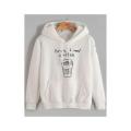 White Fleece Cotton Hoodie For Women. 