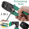 RJ45 Plier Crimping Tool Puncher 3 in 1 – Network LAN Cable Cutter & Stripper for RJ11, RJ12, RJ45, Cat5 Cat6 Cat7 – Ethernet Crimper Cutter Modular 8Pin 6P 4P. 
