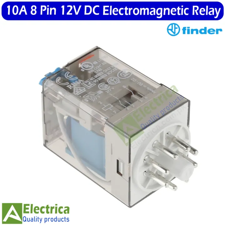 finder%208%20Pin%2010A%20Coil%2012V%20DC%20Rail-Mount%20Electromagnetic%20Power%20Coil%20Relay%2010A%20DC%208%20Pins%20relay%20by%20Electrica%20-%20Image%203