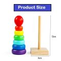 Baby Kids Wooden Toy Stacking Ring Rainbow Tower for Early Educational Toy for kids Rainbow Stacking Rings Tower Toy. 