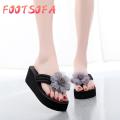 OIMG Women'S Ladies Summer Flower Home Wedges Beach Shoes Sandals Flip Flops Slippers. 