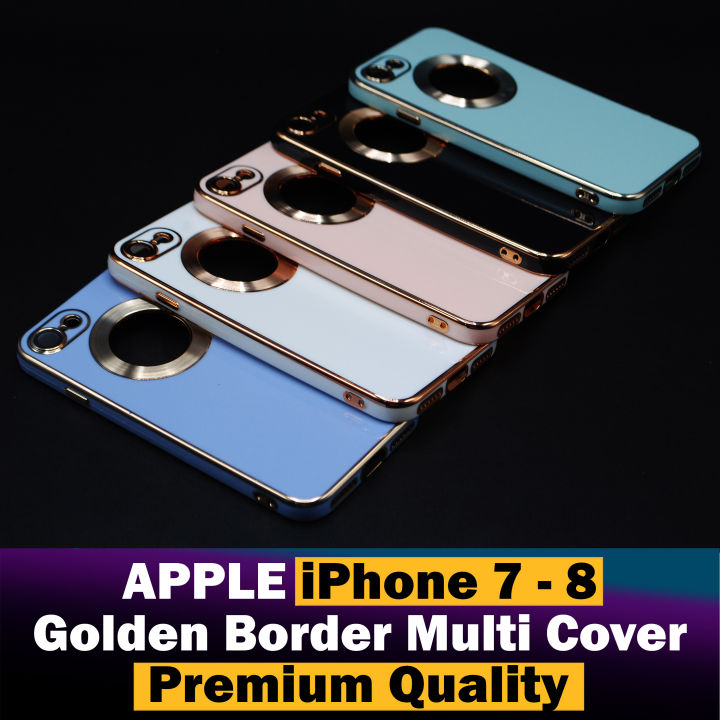 Apple iPhone 7 | Apple iPhone 8 Back Cover Soft Multi Golden Border Camera Protection Cover For Apple iPhone 7 | Apple iPhone 8
