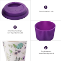 Reusable Bamboo Fiber Coffee Mug – 400ml Eco-Friendly Travel Cup with Silicone Lid & Sleeve | Portable Takeaway Water Cup. 