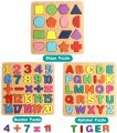 Wooden Alphabet |  Puzzles & Numbers Count Board, Colorful ABC Uppercase Letters/Numbers/Shapes for Kids Toddlers Preschool Early Learning Educational Toys. 