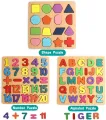 Wooden Alphabet |  Puzzles & Numbers Count Board, Colorful ABC Uppercase Letters/Numbers/Shapes for Kids Toddlers Preschool Early Learning Educational Toys. 